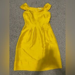 Banana Republic Silk Gold Yellow A Line Sweetheart Midi Cocktail Event Dress 6